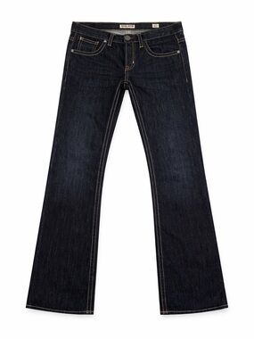 MEK Denim Jeans Mens Dark Wash Straight Fit Button Fly Embroidered Back Pocket